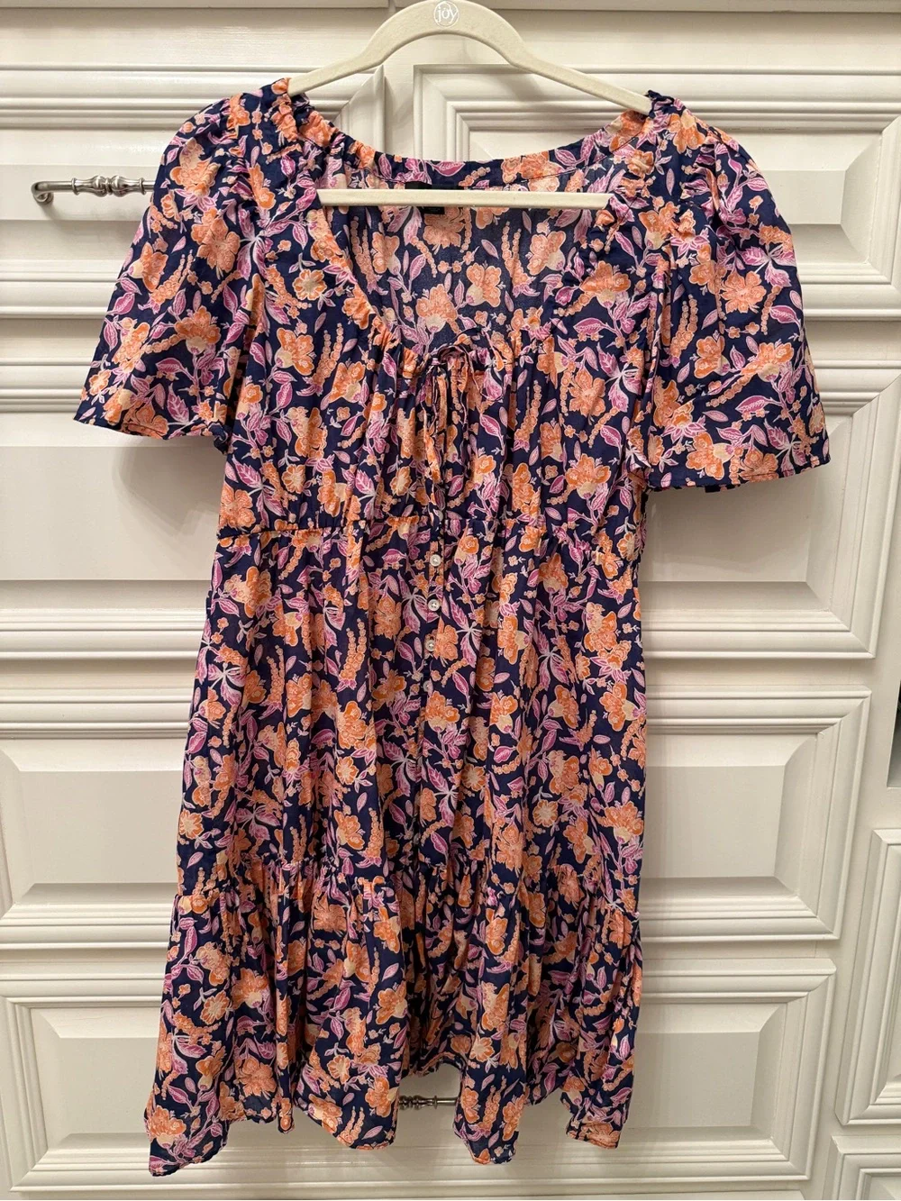 J. Crew Navy Mini Dress with Peach, Navy & Pink Floral
